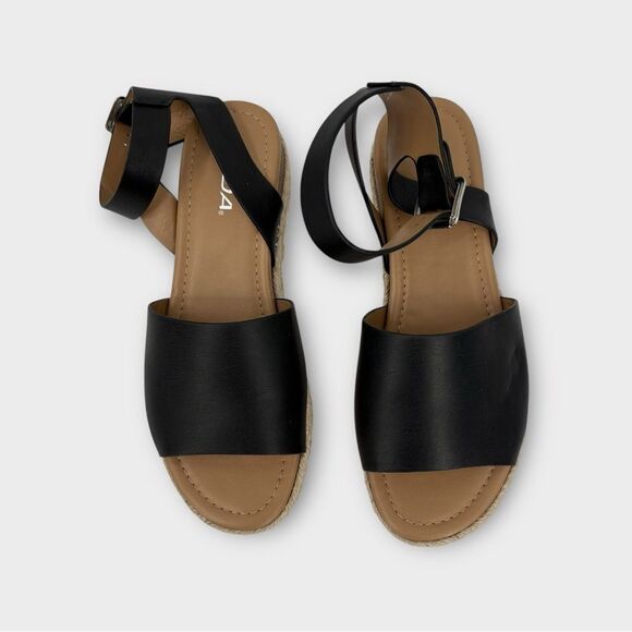 SODA Platform Espadrille Sandals Ankle Strap in Black Women’s Size 8.5 - Picture 3 of 8